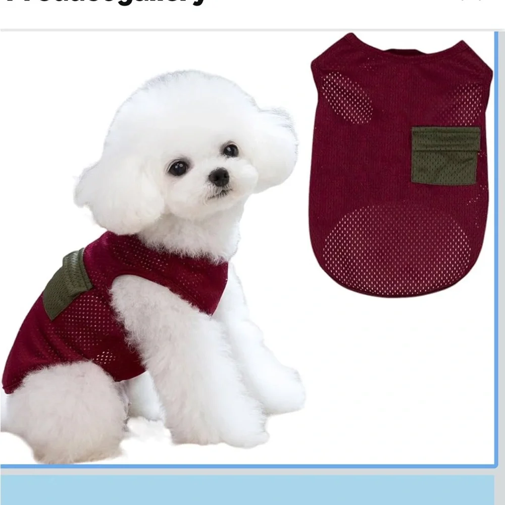 Amazon Dog Wine Red Breathable Summer Vest Shirt NWT